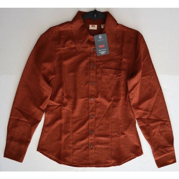 Levi's A4580-0003 Women's Sz XS Rust Orange Net Geo Jasper The Everyday Blouse - Picture 8 of 9